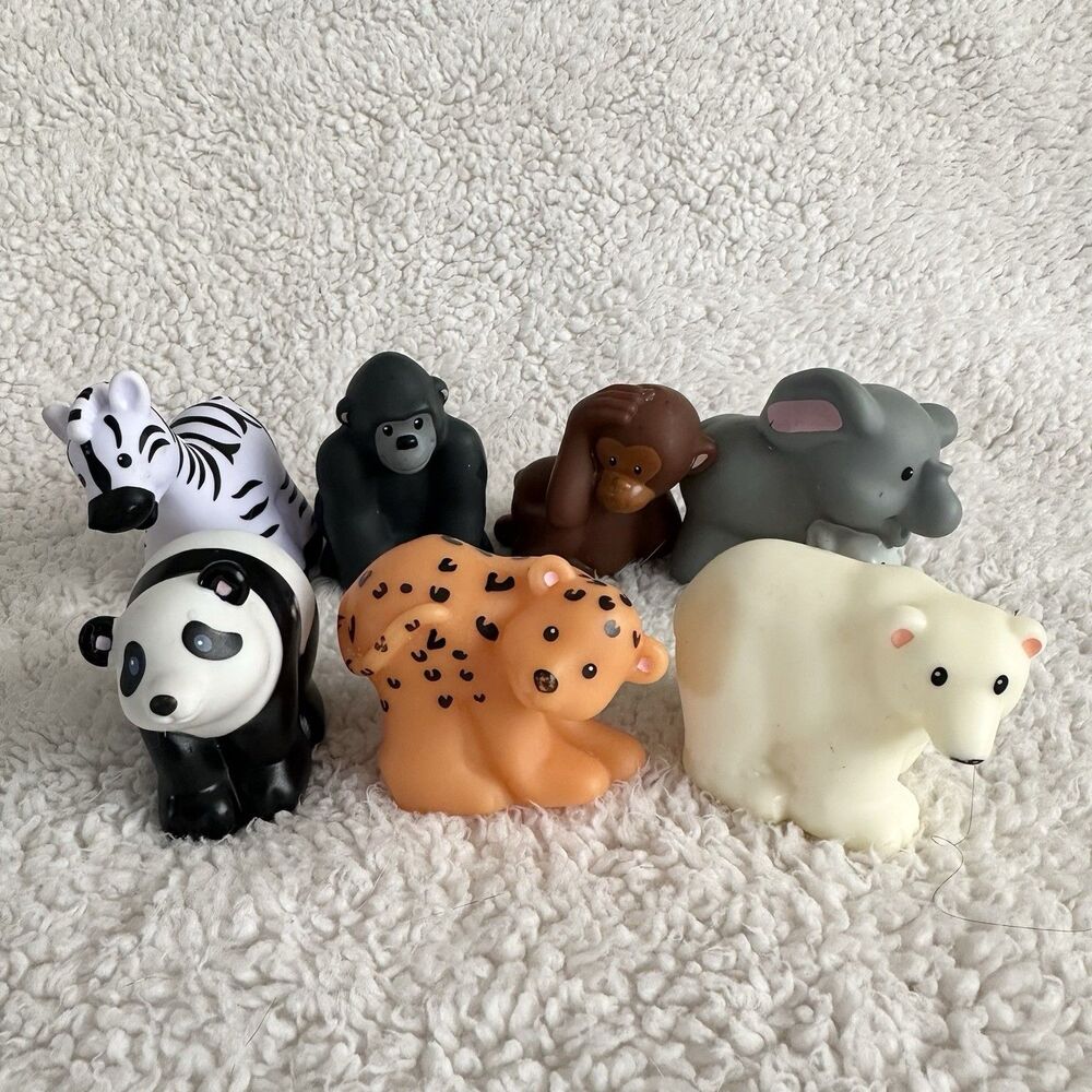 Fisher Price Little People Zoo Animals Lot Of 7 Panda Elephant Bear Monkey Toy